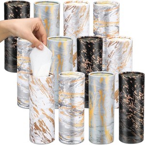4/8/12/16 Pack Marble Print Car Tissue Holders with 3-Ply Tissues, Round Cylinder for Car Cup Holders & Home Decor - 1 of 4