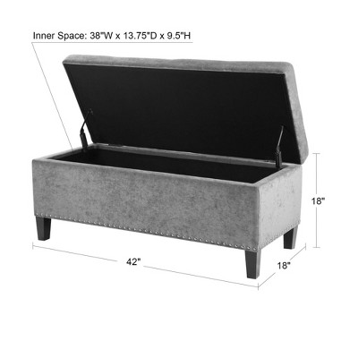 Blue Tufted Storage Bench with Espresso Wood Legs