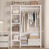 VECELO Open Garment Clothing Rack, Heavy Duty Free-Standing Storage Closet with 5 Shelves & Hanging Rod for Small Spaces, Oak/White - 4 of 4