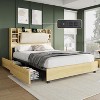 AMERLIFE Bed Frame with 4 Storage Drawers and Bookcase Headboard - 3 of 4