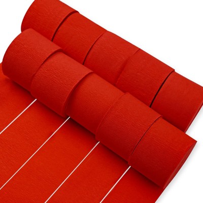 PartyWoo Crepe Paper Streamers Matte Red 10 Rolls 820 ft 1.8in x 82Ft Roll