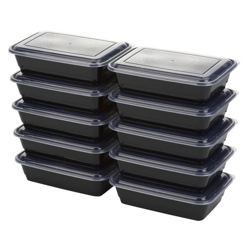 Goodcook Meal Prep 1 Compartment Rectangle Black Containers + Lids - 10ct :  Target