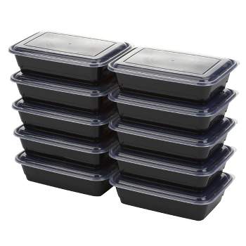 GoodCook Meal Prep 1 Compartment Rectangle Black Containers + Lids - 10ct