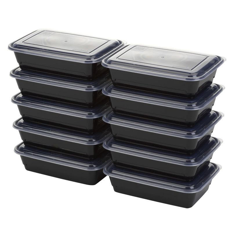 GoodCook Meal Prep 1 Compartment Rectangle Black Containers + Lids - 10ct, 1 of 9