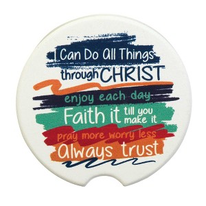Dicksons I Can Do All Things Enjoy Colorful 2.5 inch Ceramic Car Coasters Set of 2 - 1 of 3