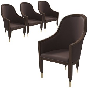 LeisureMod Belle Leather Dining Chair (Set of 4) with Gold Metal Caps - 1 of 4