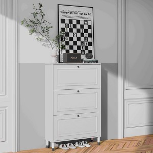 ORRD Narrow Shoe Cabinet with 3 Flip Drawers, Slim Freestanding Shoe Storage Organizer for Entryway with Legs, Large Capacity - 1 of 4