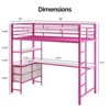 Karl Home Metal Loft Bed Frame with Guardrail, 2 Charging Stations, L-Shaped Desk, Storage Shelve, Drawers, LED Lights - 3 of 4