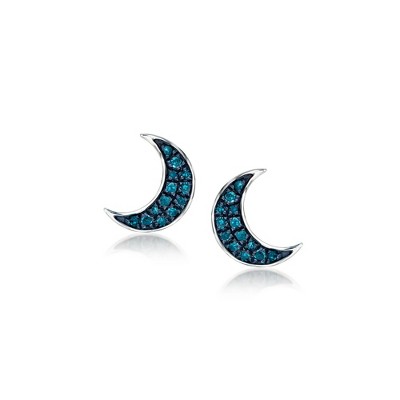 RS Pure by Ross-Simons 0.11 ct. t.w. Blue Diamond Moon Stud Earrings in Sterling Silver