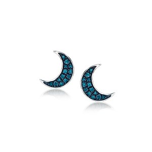 Pure Collection by Ross-Simons 0.11 ct. t.w. Blue Diamond Moon Stud Earrings in Sterling Silver - 1 of 4