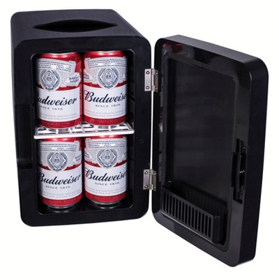 Compact Black Portable Mini Fridge with Lighted Mirror