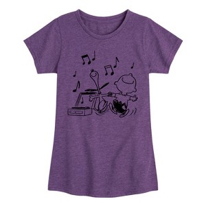 Girls' - Peanuts - Snoopy Dancing Fitted Short Sleeve Graphic T-Shirt - 1 of 4