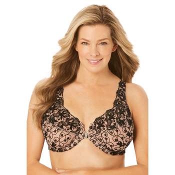 Amoureuse Women's Plus Size Embroidered Front-Close Underwire Bra
