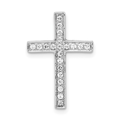Black Bow Jewelry 14k White Gold & Diamond Latin Cross Slide Pendant