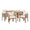 7 Piece Acacia Wood Outdoor Garden Dining Set,Wooden Dining Table and 6 Piece Rope Back Chairs Set,6 Seater Dining Sets with Cushions-Coolbibila - 3 of 4