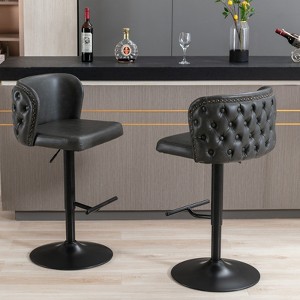 Swivel Barstools Adjusatble Seat Height, PU Upholstered Bar Stools with the whole Back Tufted, for Home Pub and Kitchen Island（Set of 2） - 1 of 4