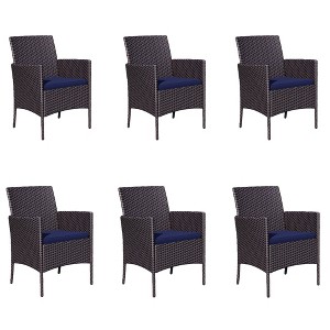 Captiva Designs Outdoor Patio All-weather Wicker Dining Chairs with Thick Cushion - 1 of 4