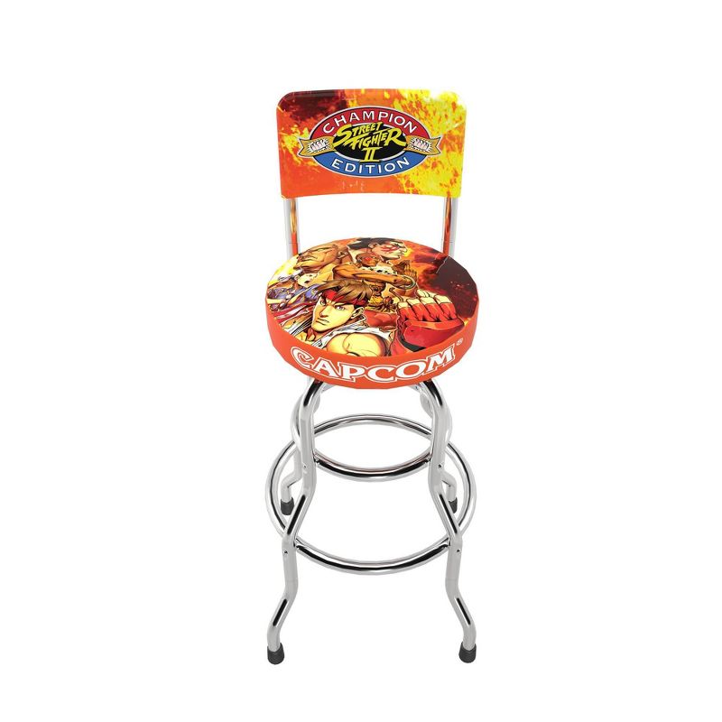 Arcade1Up Street Fighter II Champion Edition Swivel High Back Stool, 1 of 6