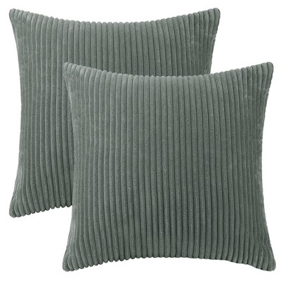 Soft Corduroy Corn Striped Velvet Series Decorative Throw Pillow, 18 x  18, Dark Gray, 2 Pack