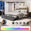 Metal Bed Frame with LED Lights & 2 Drawers, Upholstered Charging Storage Headboard, Noise-Free, Sturdy Build, Queen - 3 of 4