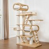 Modern Wooden Cat Tower,Beige,43.3" W × 23.62" D × 76.38" H - 4 of 4