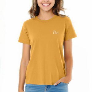 Dalix Be Kind Embroidered Cotton Relaxed Fit Short Sleeve Crewneck Tee Shirt Women - 1 of 4