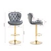 SKRAN Adjustable Swivel Bar Stools Set of 2,Velvet Upholstered with Back Pull Ring and Metal Footrest for  Dining Room and Pub - 3 of 4