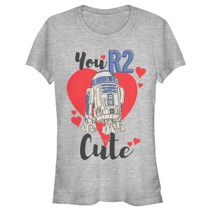 Juniors Womens Star Wars Valentine's Day You R2 Cute T-Shirt - 1 of 4