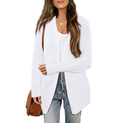 INSPIRE CHIC Women's Long Knit Button Down Open Front with Pockets Casual Spring Fall Winter Cardigan Sweater
