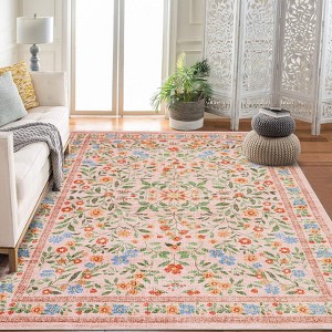 Floral Area Rugs for Living Room Washable Rug Non Slip Ultra Thin Boho Flower Indoor Floor Carpet for Girls Room Nursery Playroom - 1 of 4
