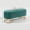 Kumasinova 45.6" Oval Velvet Storage Ottoman Bench,Versatile Foot Rest with Metal Legs,End of Bed Storage Bench for Bedroom,Entryway&Living Room - 2 of 4