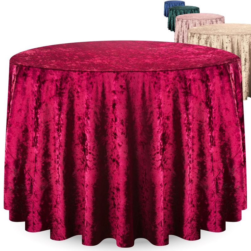 RCZ Décor Elegant Round Table Cloth - Made With Fine Crushed-Velvet Material, Beautiful Burgundy Tablecloth With Durable Seams, 1 of 5