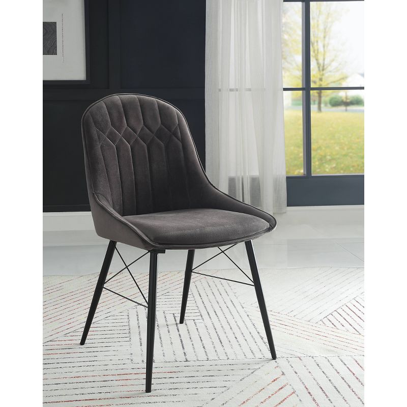 24&#34; Abraham Accent Chair Gray Fabric/Black Finish - Acme Furniture, 1 of 7
