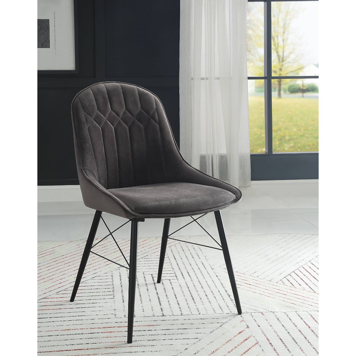 24" Abraham Accent Chair: Upholstered, Armless Design, Wood/Metal Frame - Acme Furniture - thumbnail 2