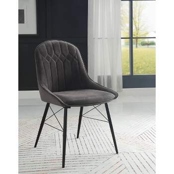 24" Abraham Accent Chair Gray Fabric/Black Finish - Acme Furniture