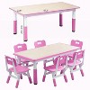 47" Modern Height Adjustable Toddler Table and 6 Chairs Set with Non-Slip Table Legs&Organizer Graffiti Desktop - 2 of 4