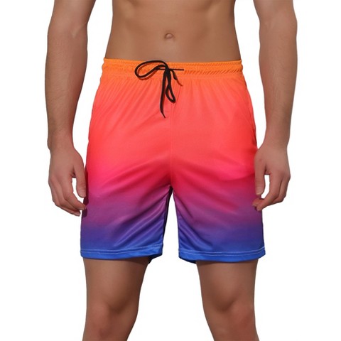 Lars Amadeus Men's Color Block Drawstring Swim Surfing Beach Board Shorts Orange 28