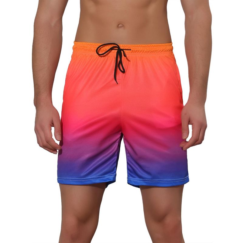 Lars Amadeus Men's Color Block Drawstring Swim Surfing Beach Board Shorts, 1 of 6