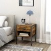 RISOKEYS  2 pcs Retro Nightstand, Bedside Furniture with Steel Frame, Side Table for Bedroom, Dorm, Rustic Brown Wood Grain Print - 2 of 4