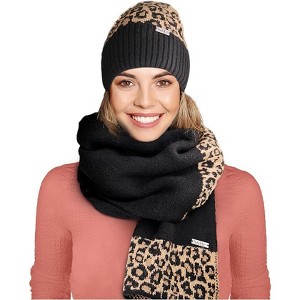 Nicole Miller New York women's Hanging Scarf and Beanie Hat Set - 1 of 4