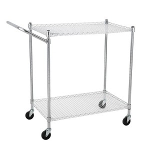 PioneerWorks PioneerWorks Commercial Grade Utility Cart  Wire Rolling Cart with Handle Bar, Alloy Steel Food Storage Trolley, Low Handle - 1 of 4
