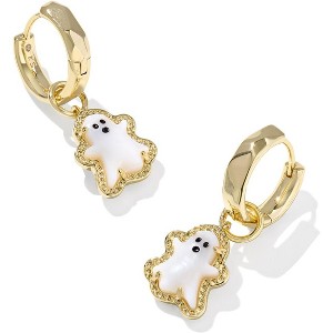 Huggie Earrings: 14K Gold Plated with Mother of Pearl, Fashion Jewelry for Women - 1 of 4