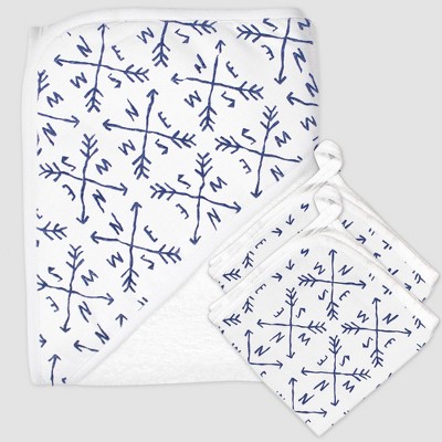 Honest Baby Boys' 3pk Organic Cotton Compass Towel Set