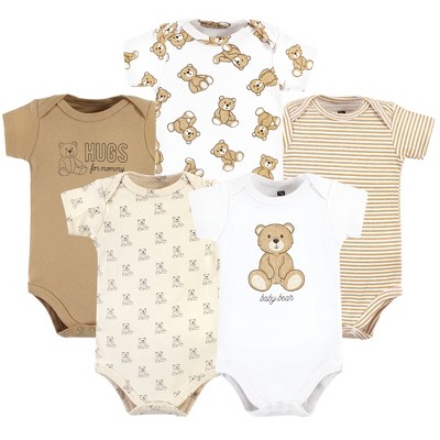 Hudson Baby Cotton Bodysuits, Teddy Bears 5-pack : Target