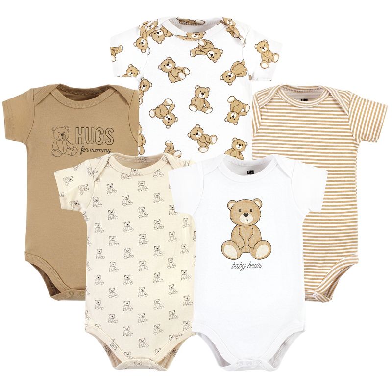Hudson Baby Cotton Bodysuits, Teddy Bears 5-Pack, 1 of 8
