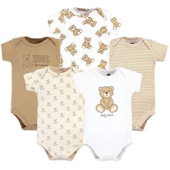Hudson Baby Cotton Bodysuits, Brown Teddy Bears 5-Pack