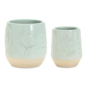 Melrose Leaf Porcealin Planter (Set of 2) - 1 of 4