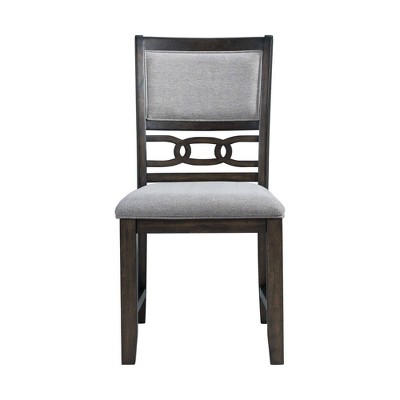 Walnut Upholstered Standard Height Side Chair with Gray Fabric