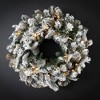 25"H Sullivans Artificial Lit Flocked Pine Christmas Wreath, Green-White, Indoor Christmas Decor - 4 of 4