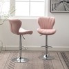Velvet Upholstered Adjustable Swivel Barstools Set of 2 with Footrest and Chrome Finish for Kitchen or Home Bar - 4 of 4